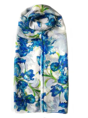 Rainbow Range| Large Silk Scarf Iris Blue