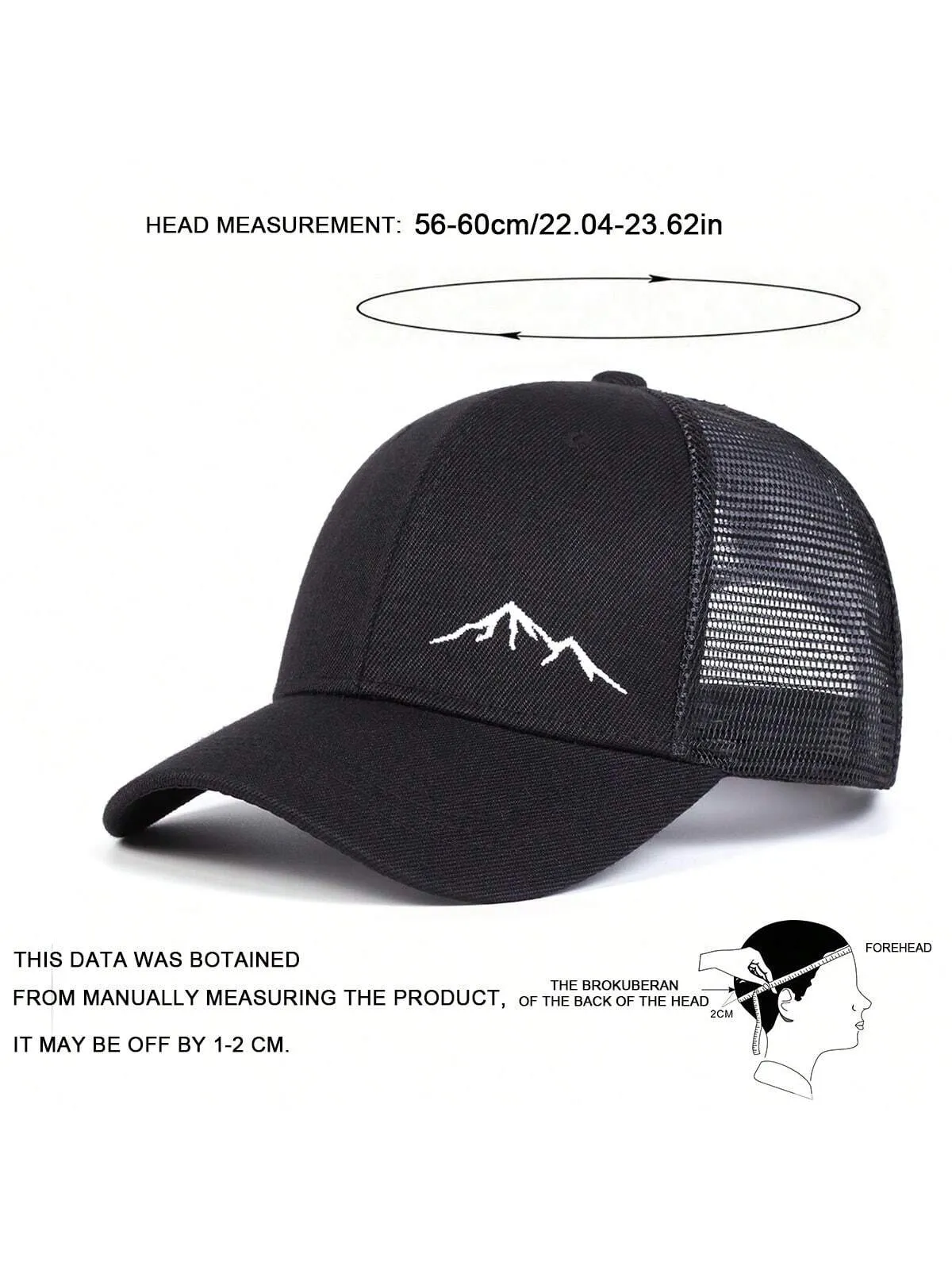 1pc Men's Mountain Embroidery Baseball Cap, Outdoor Adjustable Sunscreen Leisure Mesh Cap, Suitable For Spring And Autumn Travel, Beach Parties