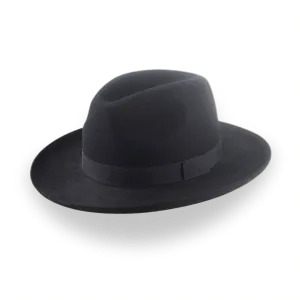 All Black Pencil Rolled Brim Fedora Hat for Men | The Rocco