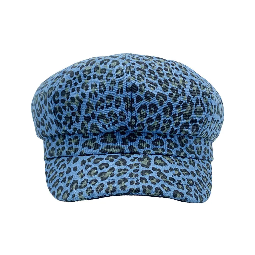 Animal Print Cotton Newsboy Cabbie Peaked Beret Cap Baker Boy Flat Cap LDG1515