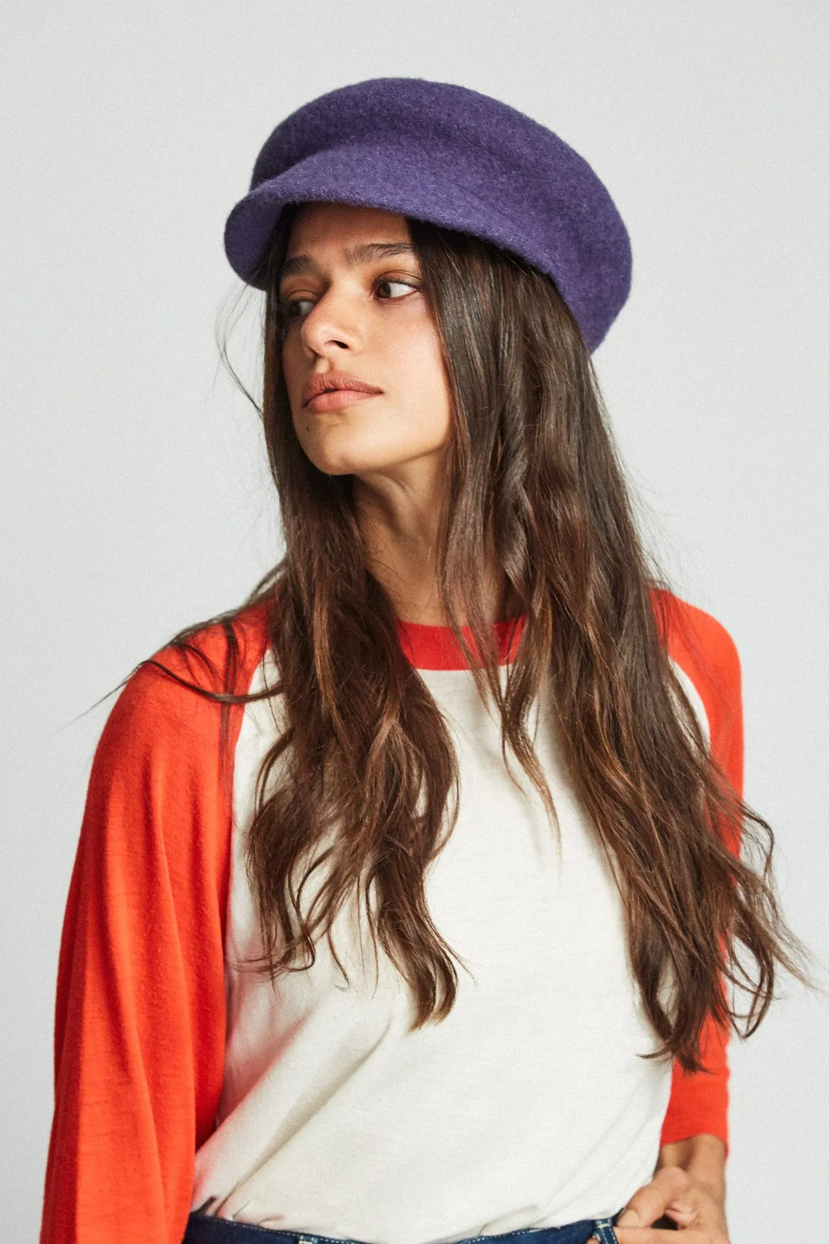 Audrey Brim Beret - Washed Navy