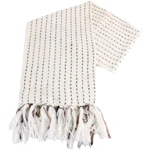 Bassin and Brown West Broken Striped Wool Scarf - Beige/Brown