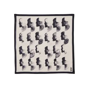 Batch Silk Scarf - Charcoal Heads