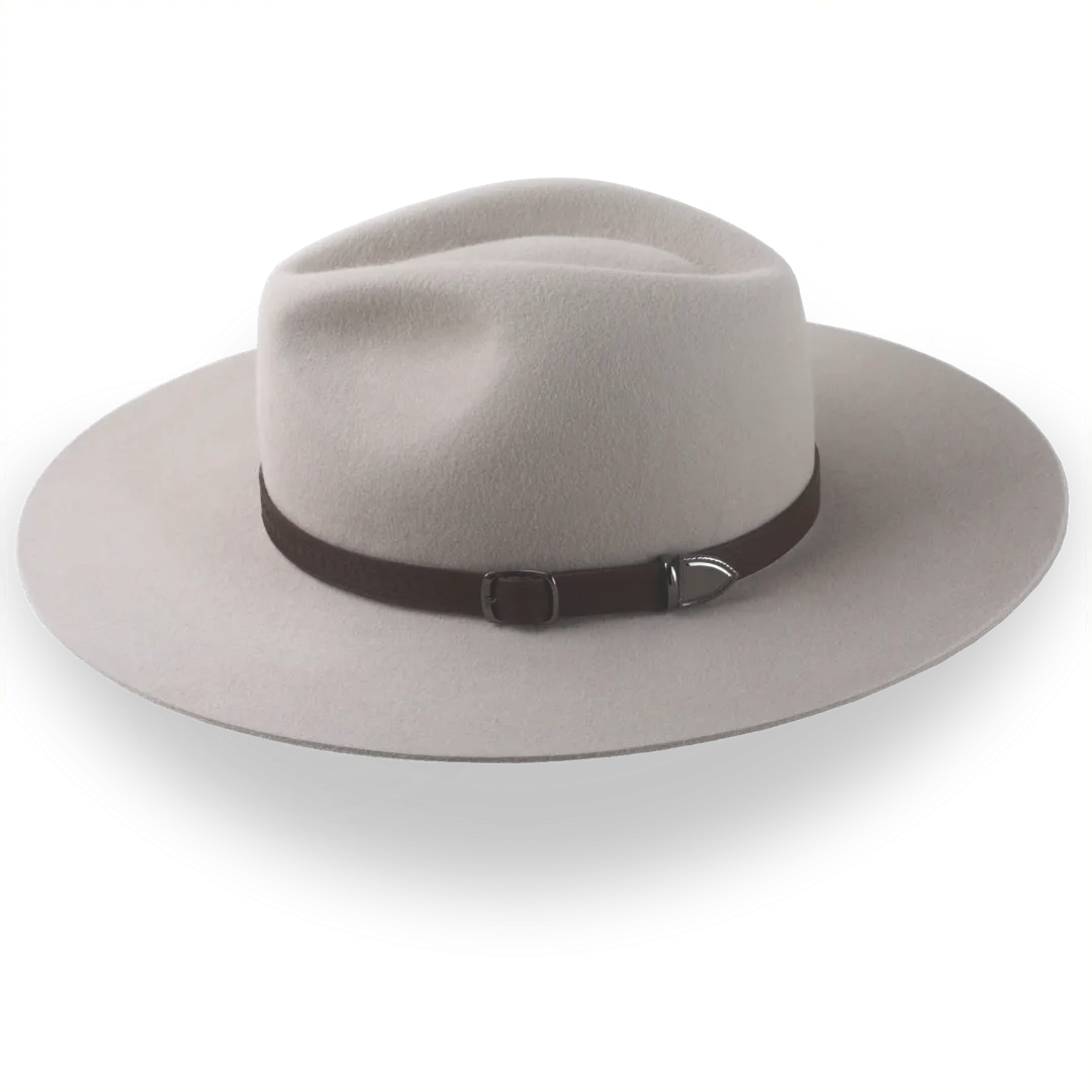 Beige Western Style Flat Brim Hat with Iconic Crown | The Cactus