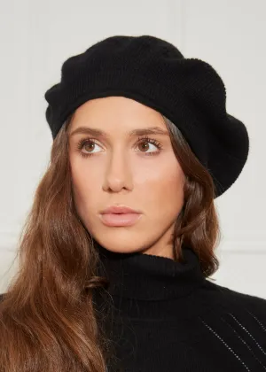 Black Lizzy Beret Cashmere Hat