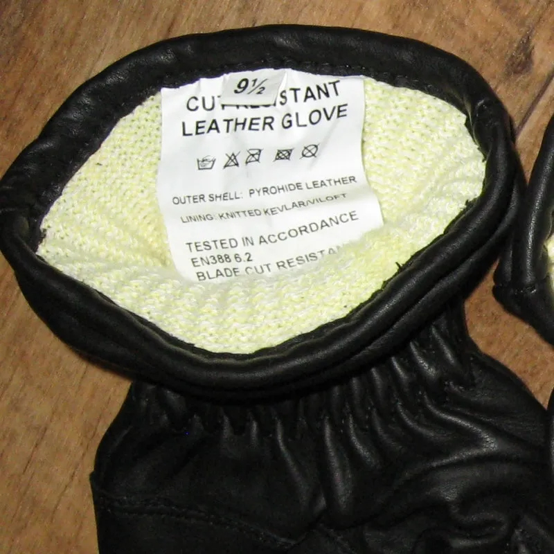 British 'Cut / Slash Resistant' Padded Leather Gloves. New. Black.