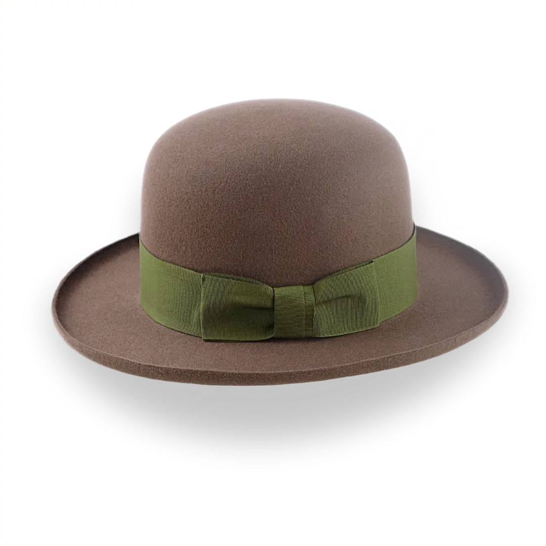 Brown Open Crown Felt Hat with Wide Rolled Brim | The Rover