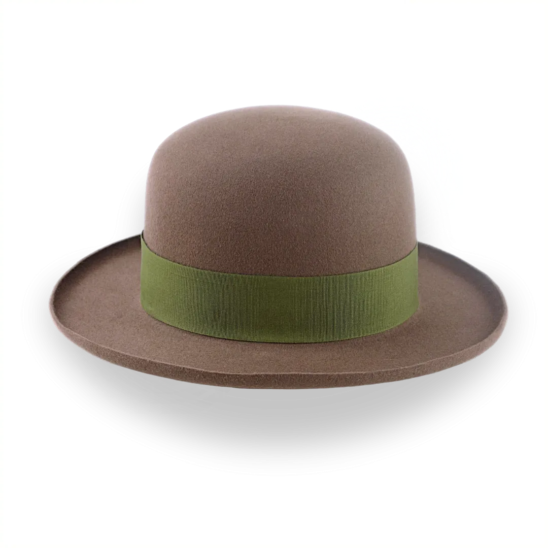 Brown Open Crown Felt Hat with Wide Rolled Brim | The Rover