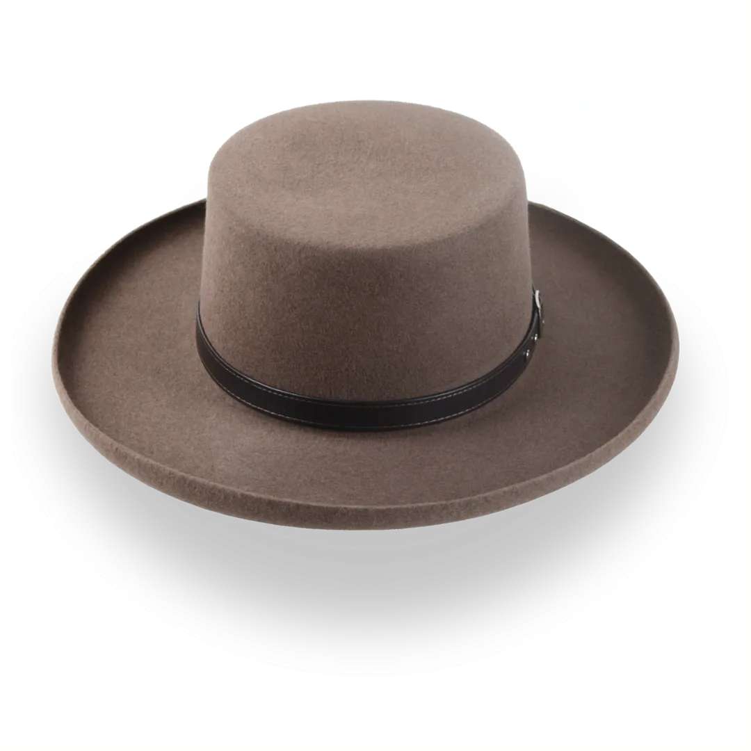 Brown Western Gambler Hat with Rolled Brim | The Ranchero