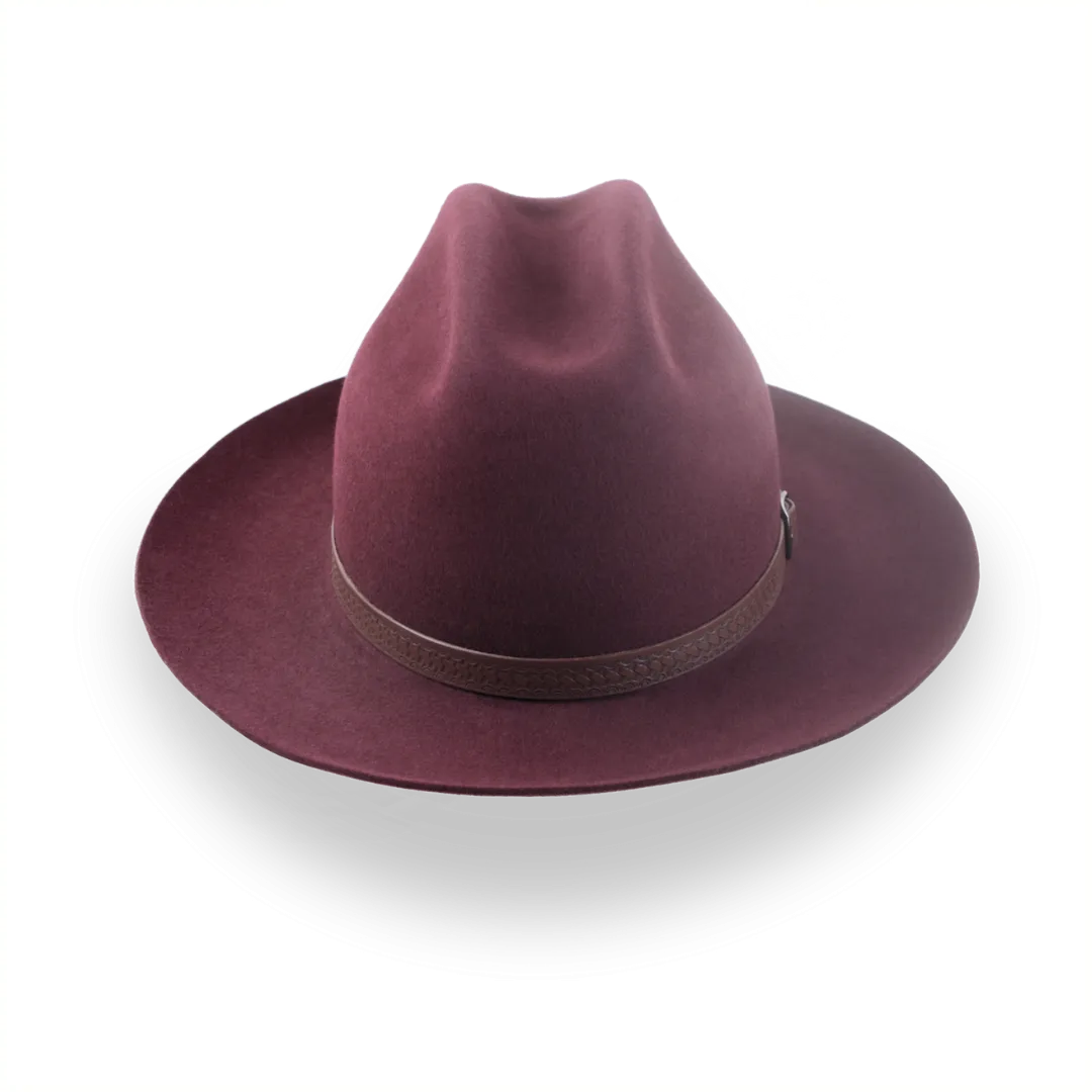 Burgundy Western Fedora with Artisanal Leather Hat Belt | The Patriot