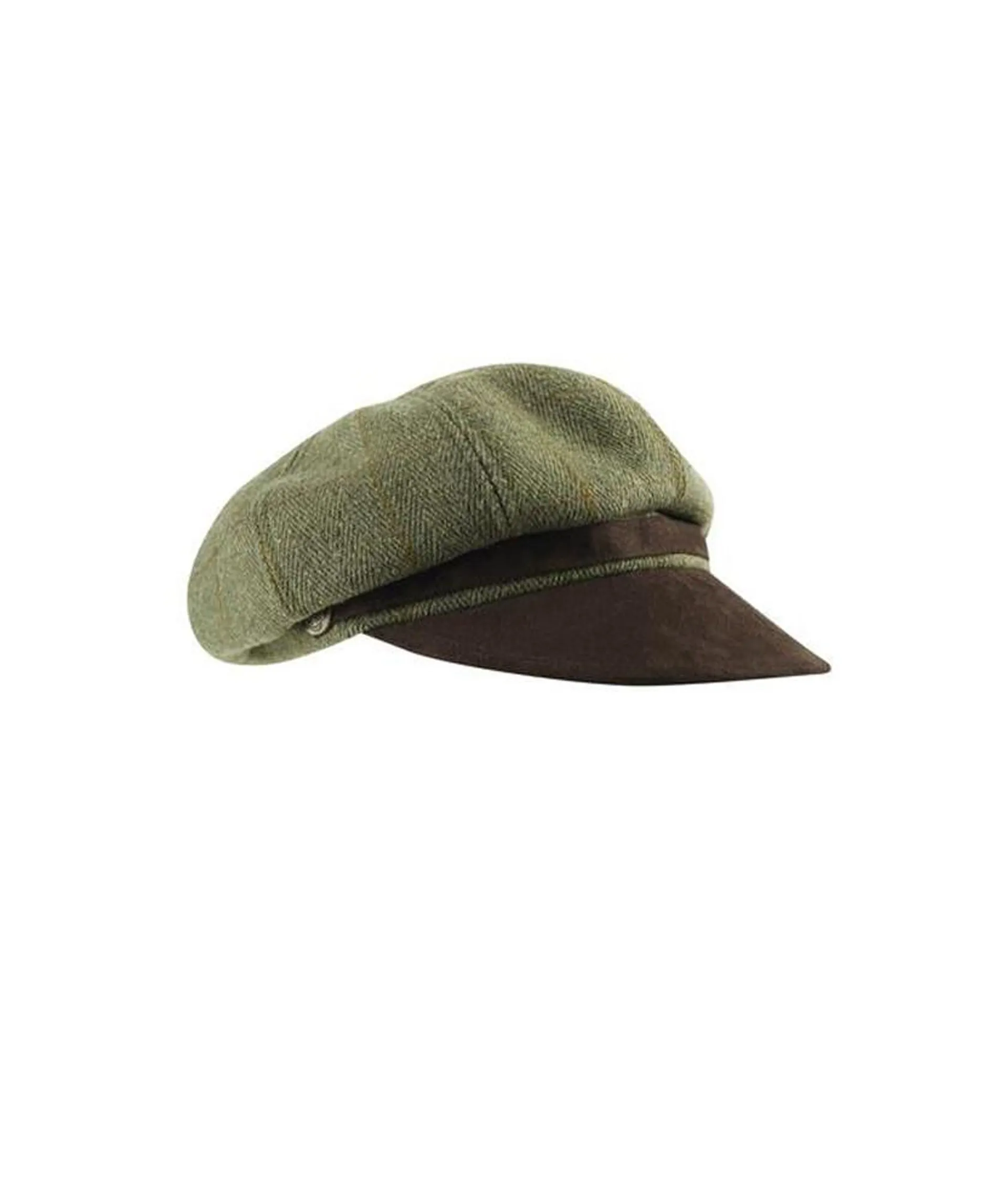 Button Hat - Green Tweed