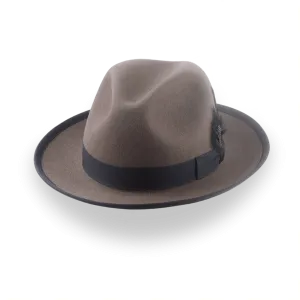 Caribou Grey Wide Brim Fedora Hat For Men in Premium Fur Felt | The Thiago