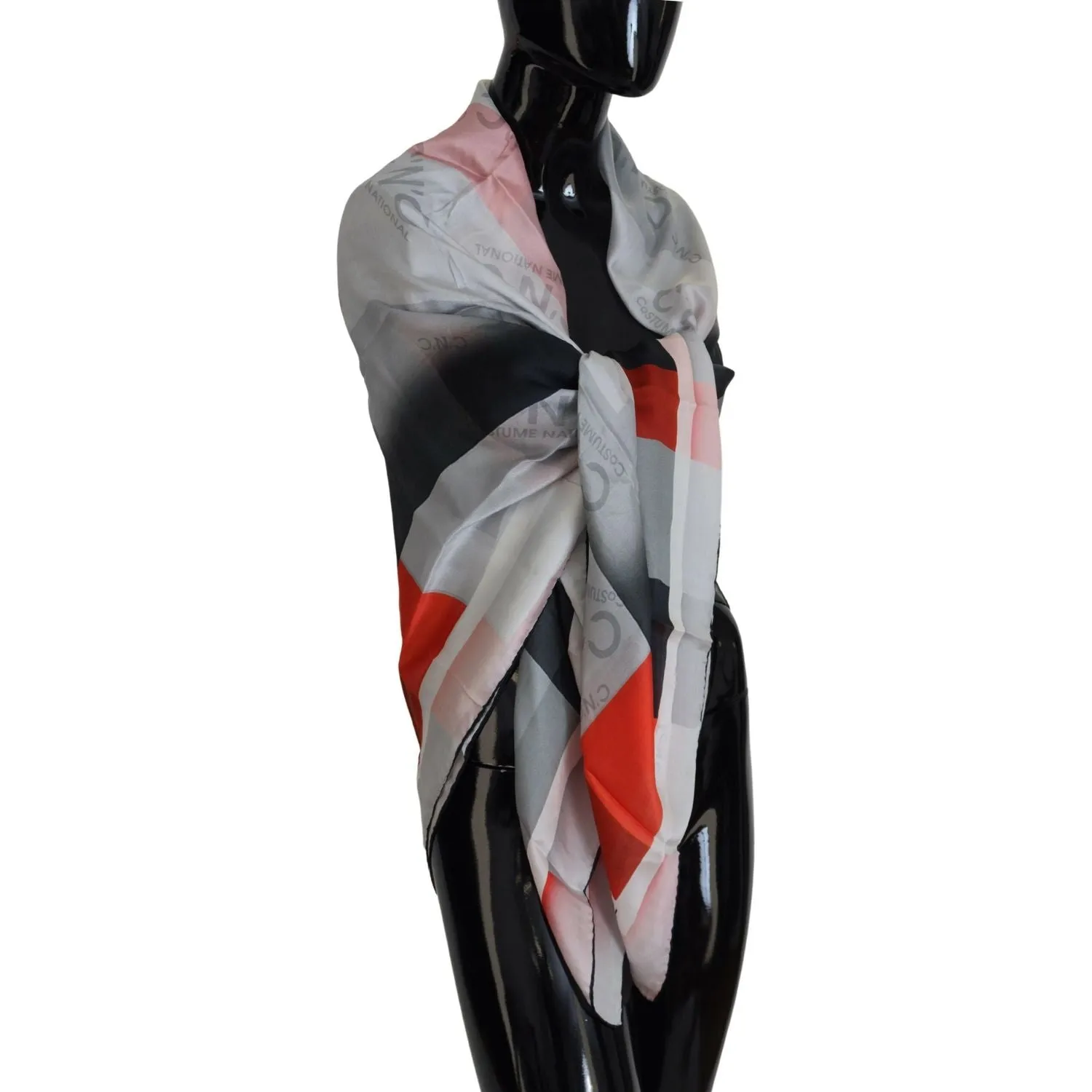 Costume National Elegant Checkered Silk Scarf