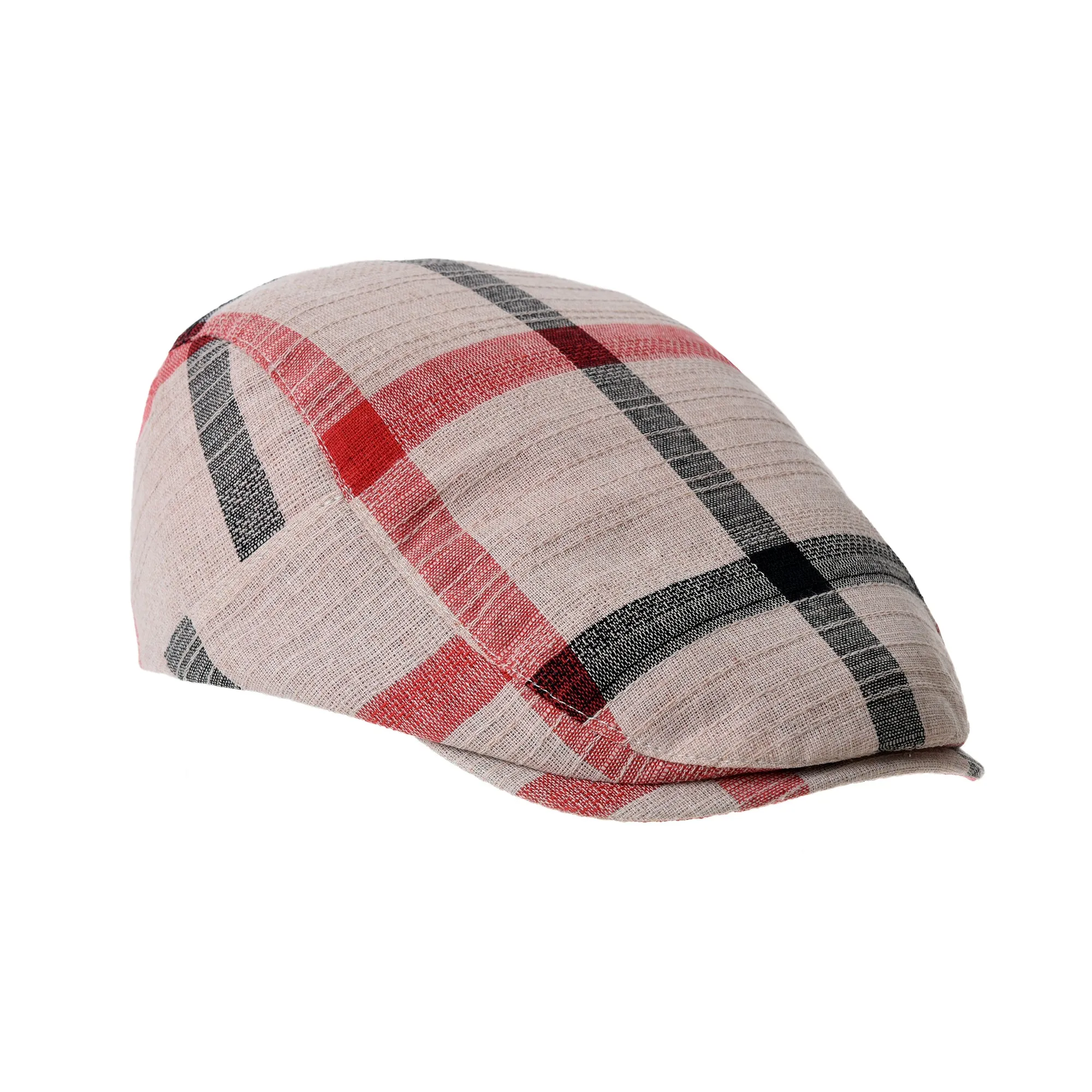 Cotton Plaid Newsboy Flat Cap Ivy Cabbie Gatsby Hat YZ30099