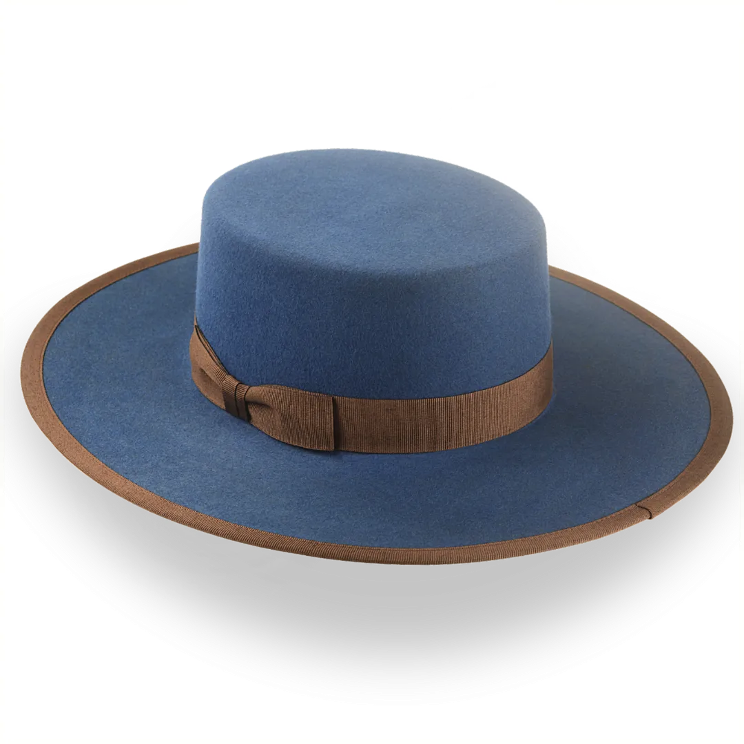 Dark Blue Flat Cowboy Hat in Durable Fur Felt | The Gaucho