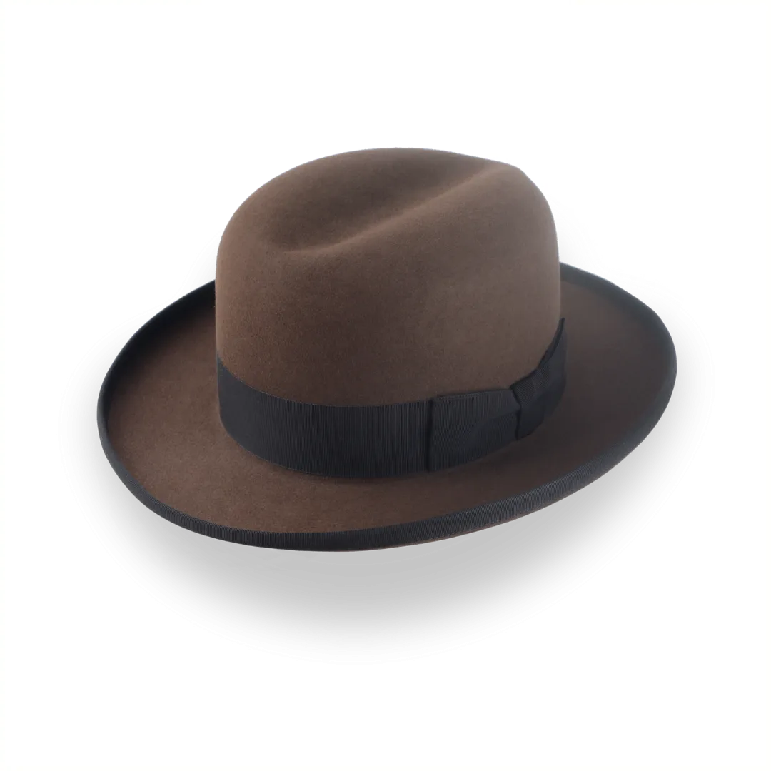 Elegant Brown Beaver Fur Felt Homburg Hat for Men | The Signature