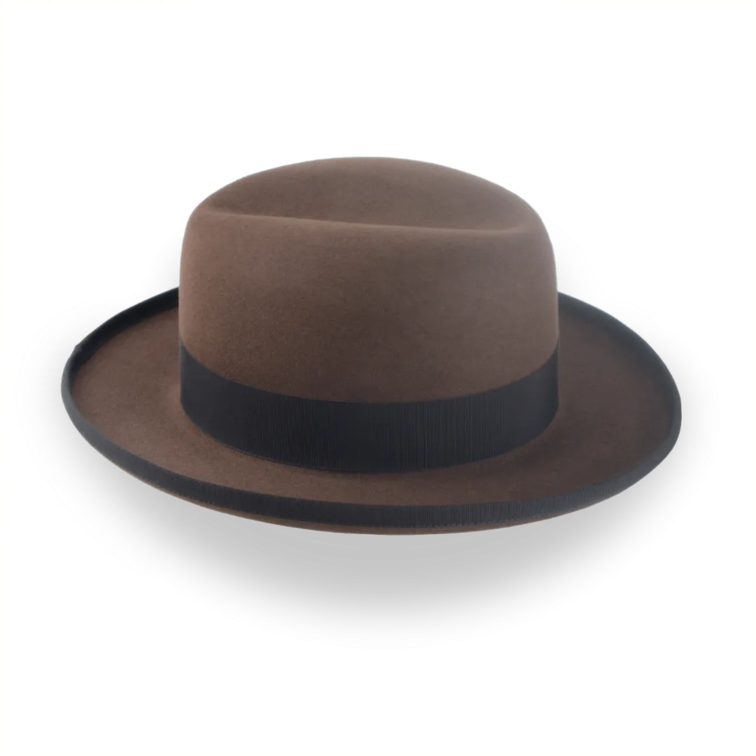 Elegant Brown Beaver Fur Felt Homburg Hat for Men | The Signature