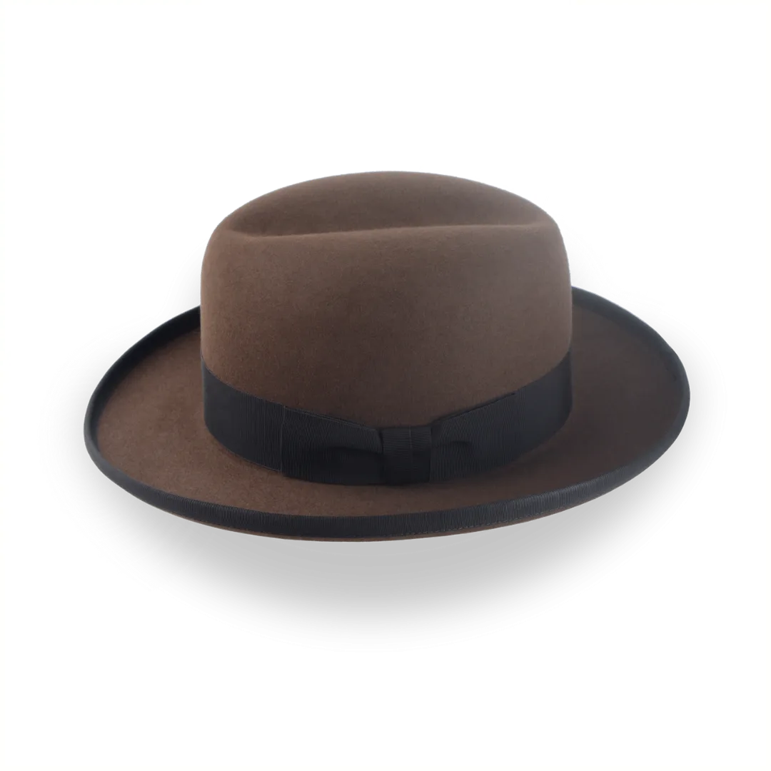 Elegant Brown Beaver Fur Felt Homburg Hat for Men | The Signature