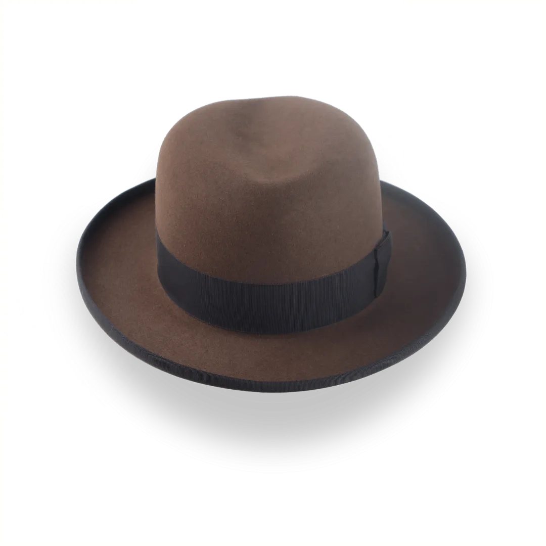 Elegant Brown Beaver Fur Felt Homburg Hat for Men | The Signature