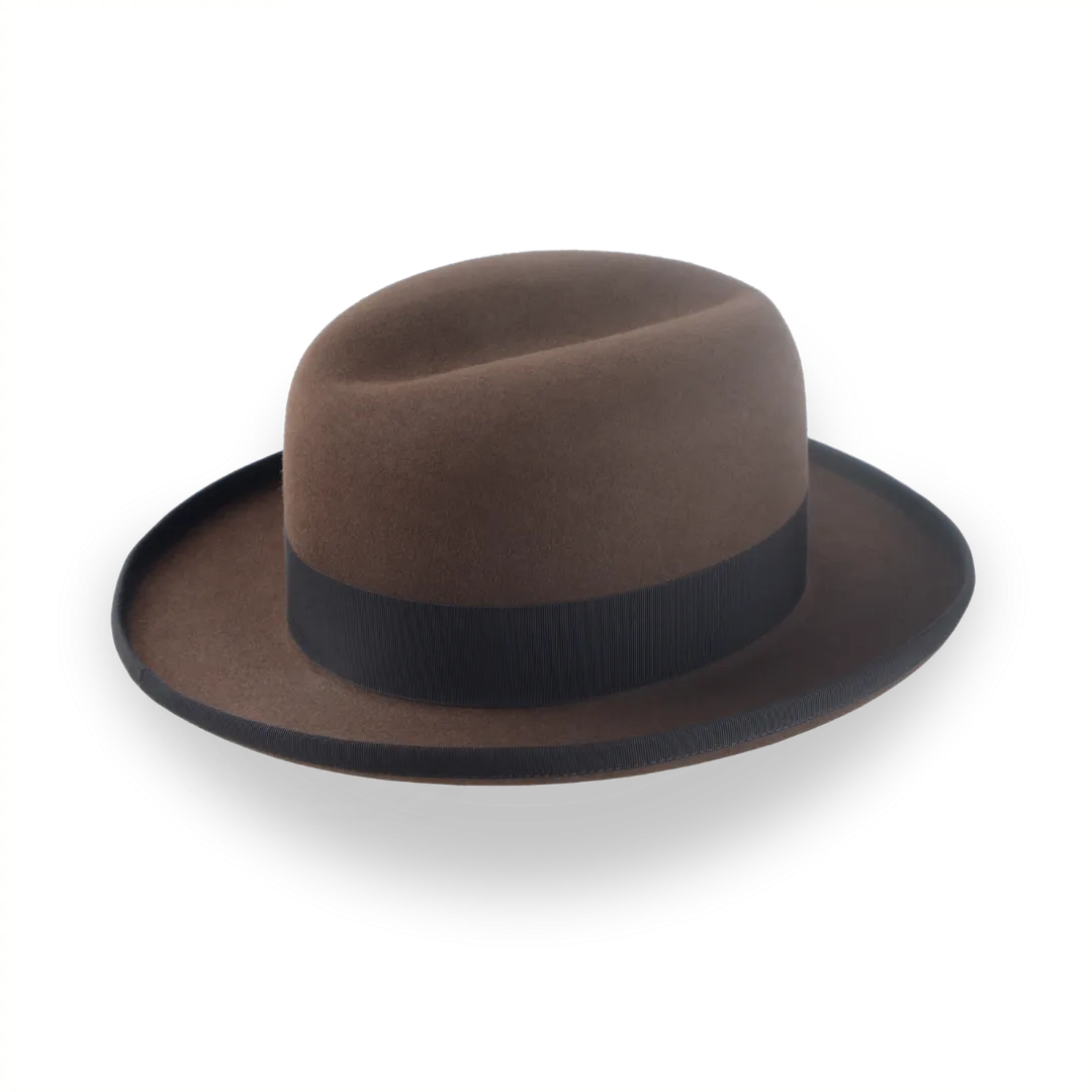 Elegant Brown Beaver Fur Felt Homburg Hat for Men | The Signature