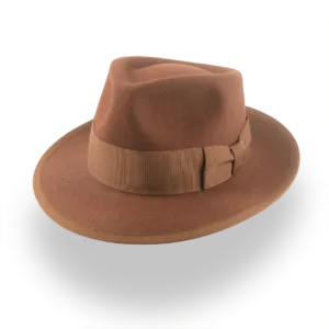 Elegant Brown Men's Fedora Hat with Teardrop Crown | The Knight