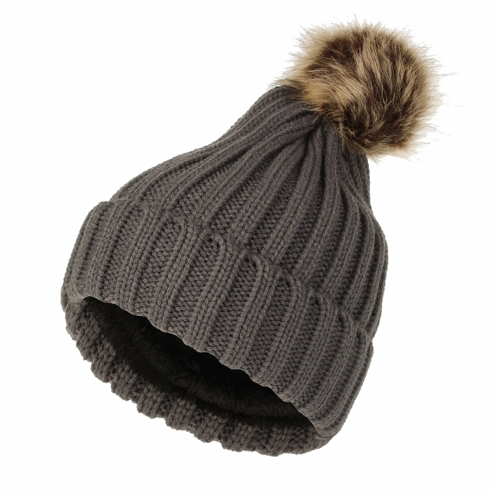 Fleece Ribbed Knit Pom Beanie Winter Hat Slouchy Cap CZP0011