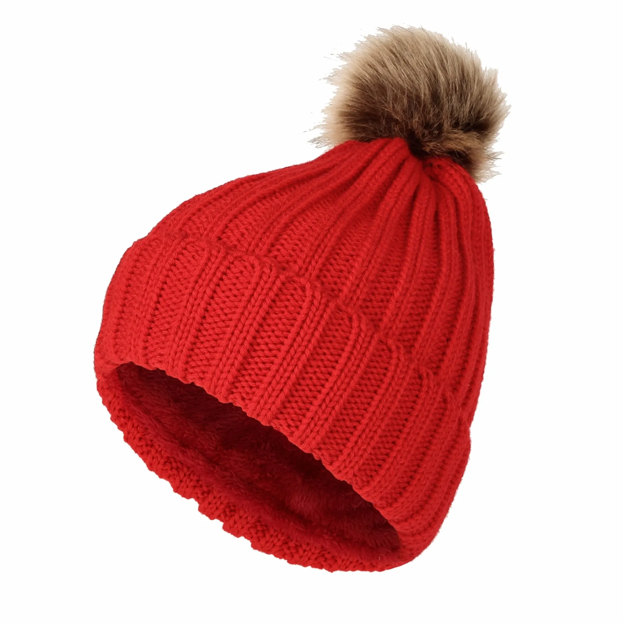 Fleece Ribbed Knit Pom Beanie Winter Hat Slouchy Cap CZP0011