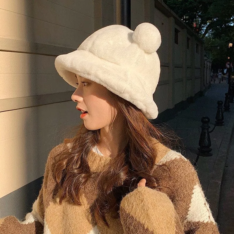 Fluffy Teddy Ears Bucket Hat