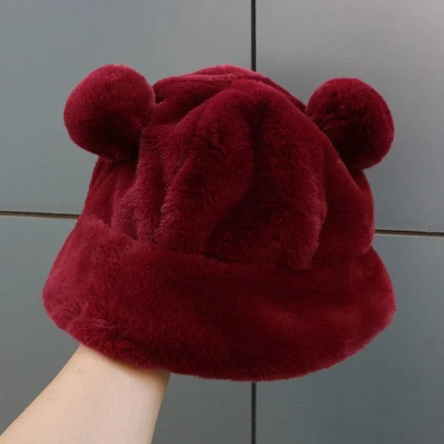 Fluffy Teddy Ears Bucket Hat