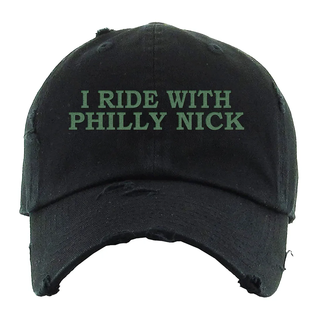 I Ride With Philly Nick Black Distressed Dad Hat | Philadelphia Football