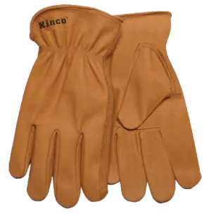 Kinco 81 Rust Full Grain Buffalo Easy-On Cuff Shirred Elastic Wrist Leather Hem Drivers Gloves (One Dozen)