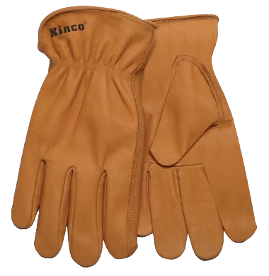 Kinco 81 Rust Full Grain Buffalo Easy-On Cuff Shirred Elastic Wrist Leather Hem Drivers Gloves (One Dozen)