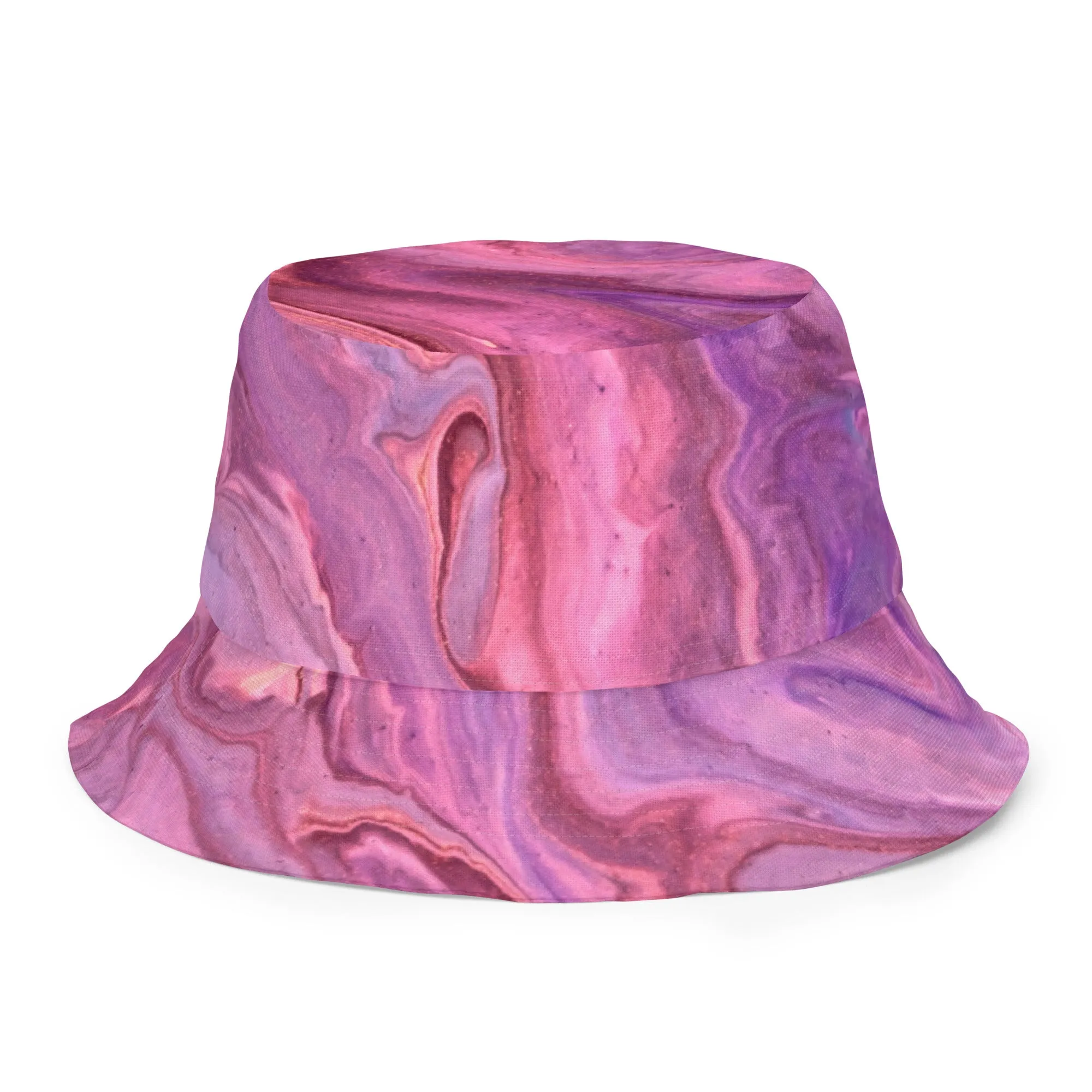 Marbled Elegance with Our Pink Marble Print Bucket Hat, lioness-love