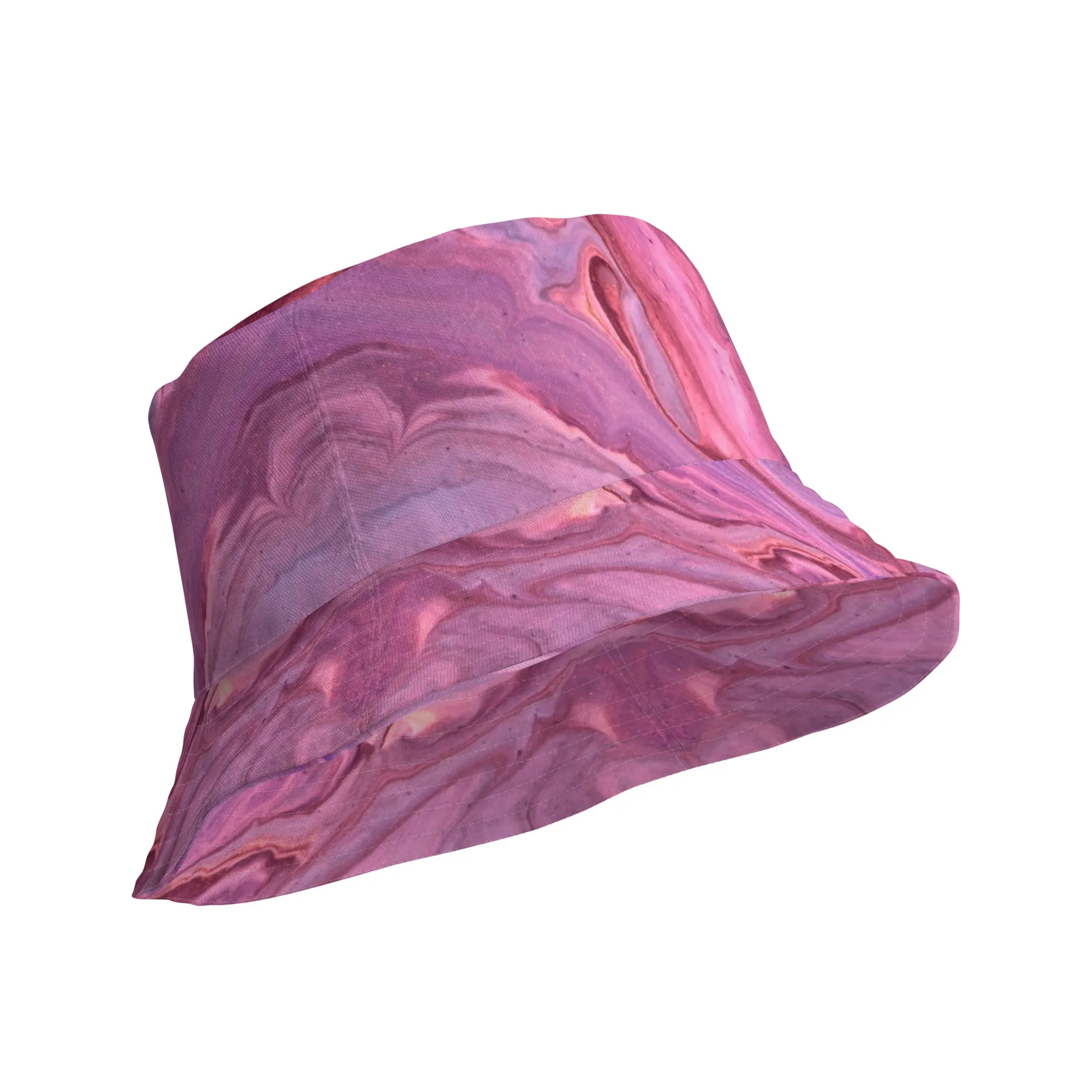 Marbled Elegance with Our Pink Marble Print Bucket Hat, lioness-love