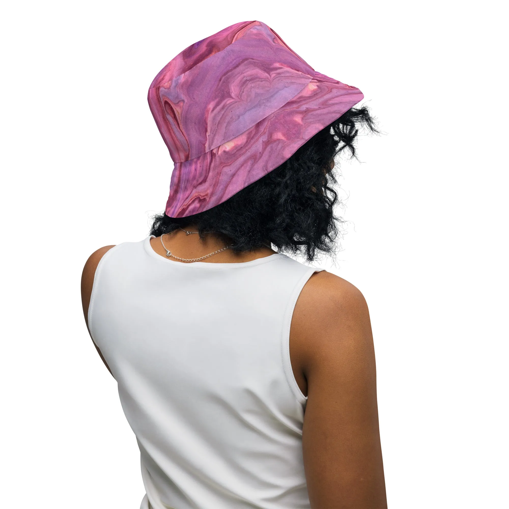 Marbled Elegance with Our Pink Marble Print Bucket Hat, lioness-love