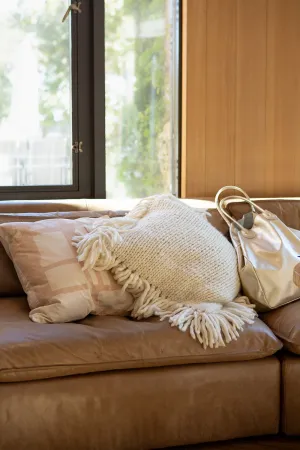 Merino Wool Fringe Pillow In Winter White