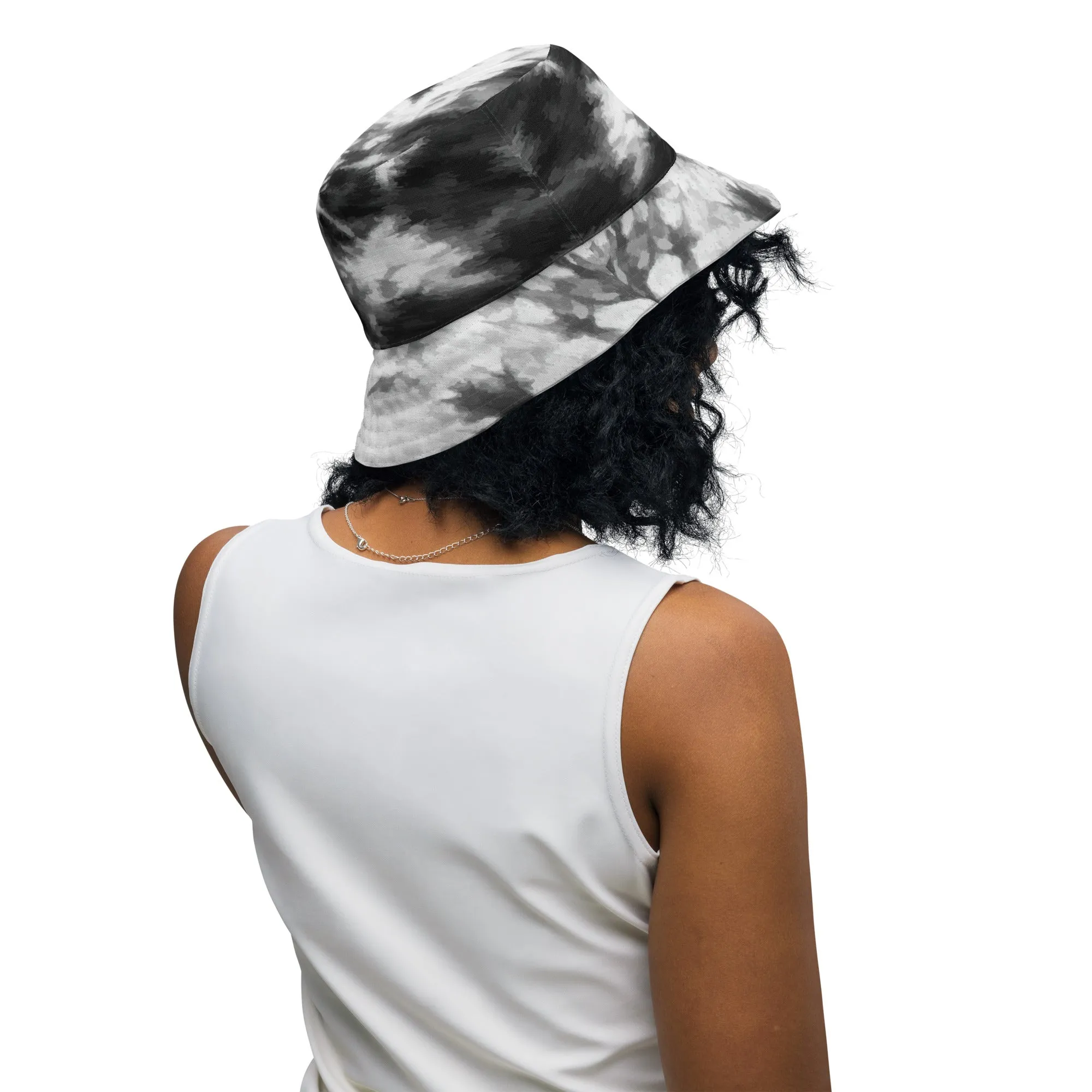 Monochrome Swirl Black and White Tie Dye Bucket Hat, lioness-love