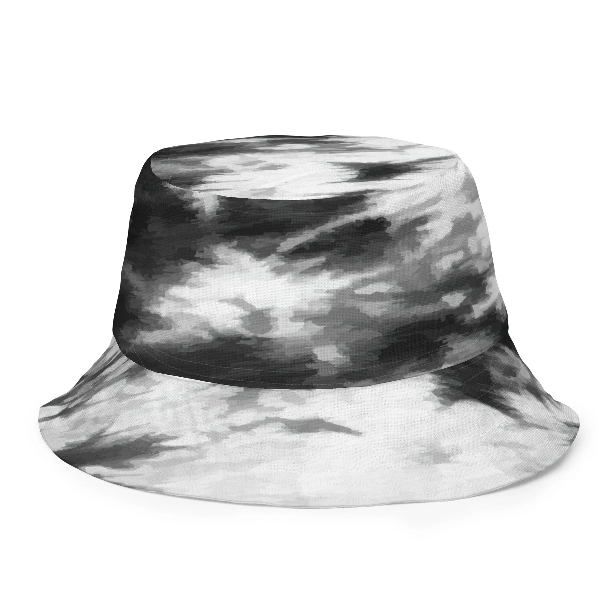 Monochrome Swirl Black and White Tie Dye Bucket Hat, lioness-love