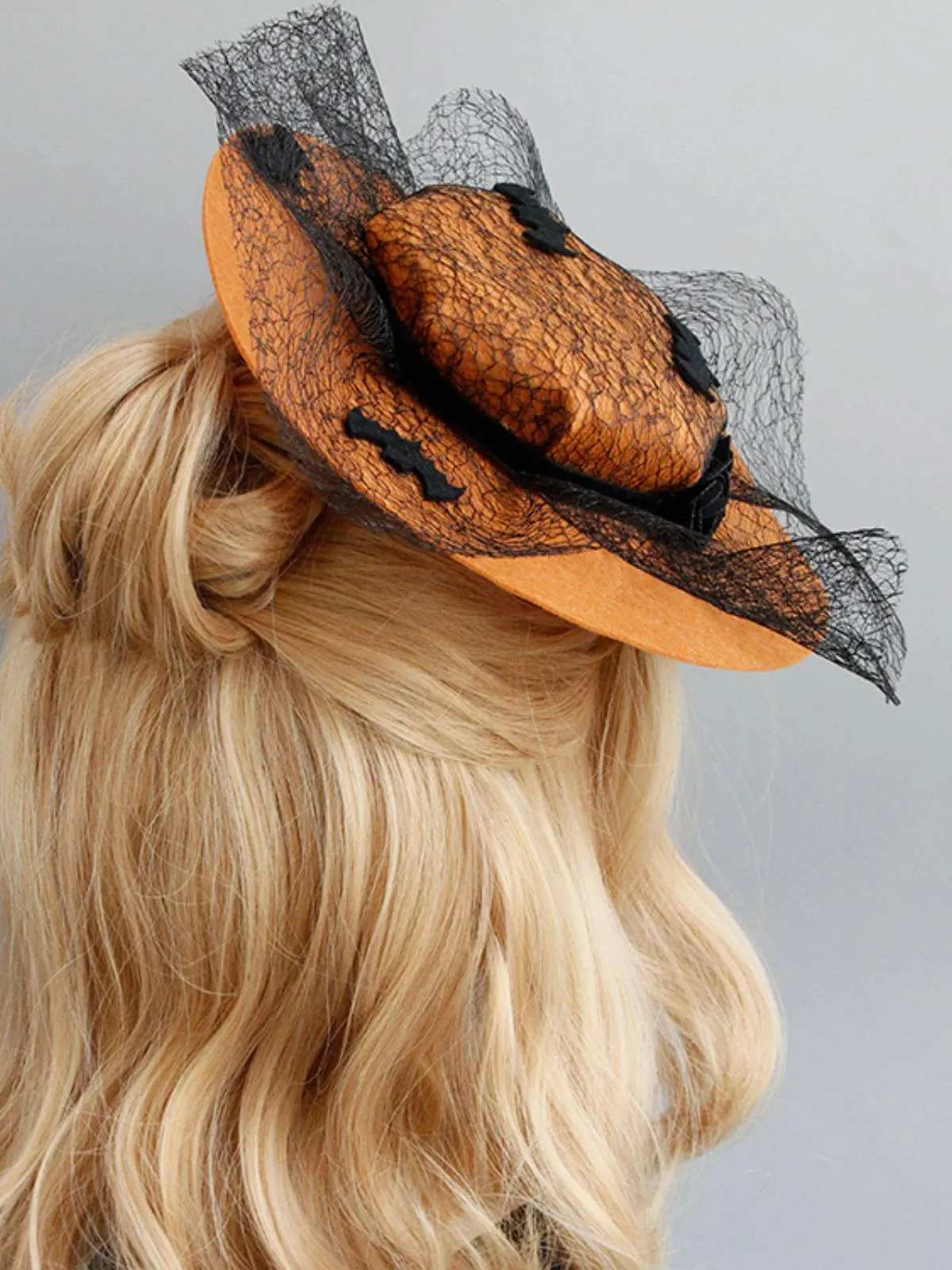 Orange Latest Halloween Lace Bat Hat