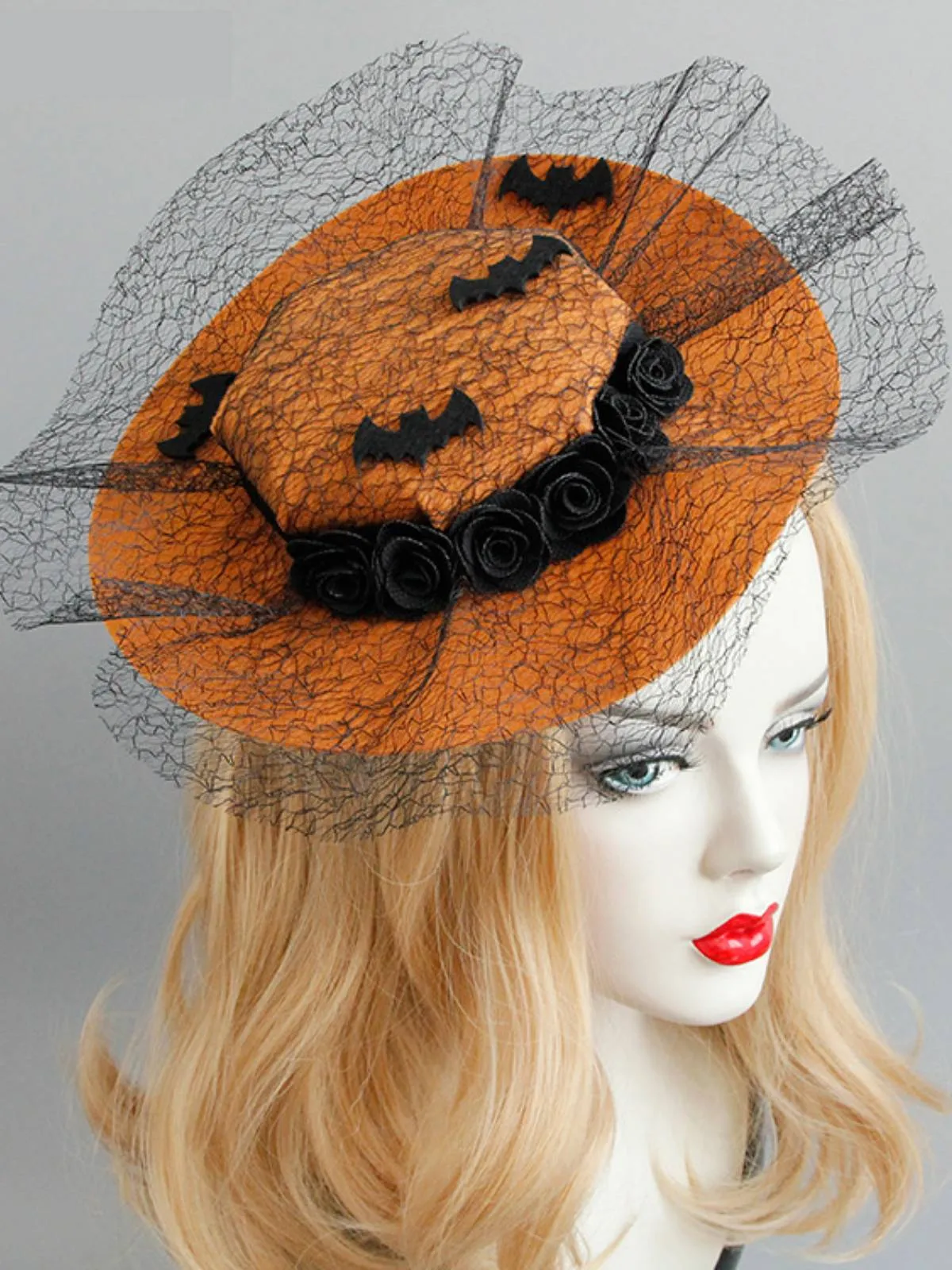 Orange Latest Halloween Lace Bat Hat