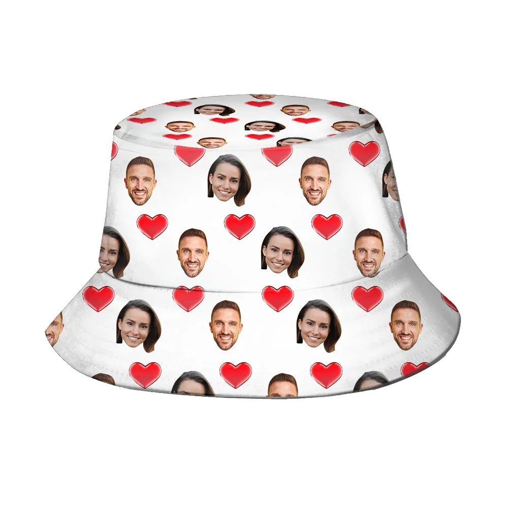 Personalized Custom Face Photo Hearts Bucket Hat