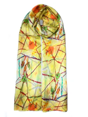 Rainbow Range| Large Silk Scarf Power of Web Yellow