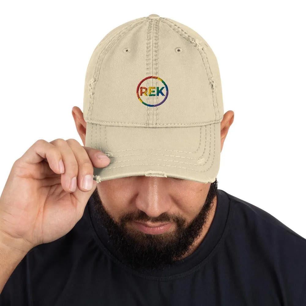 REK Cosmetics Rainbow Distressed Dad Hat | REK Cosmetics