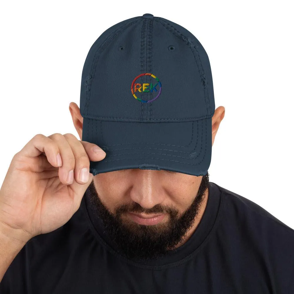 REK Cosmetics Rainbow Distressed Dad Hat | REK Cosmetics