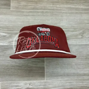 Retro Oklahoma OU Sooners Arch on Maroon Retro Hat w/White Rope