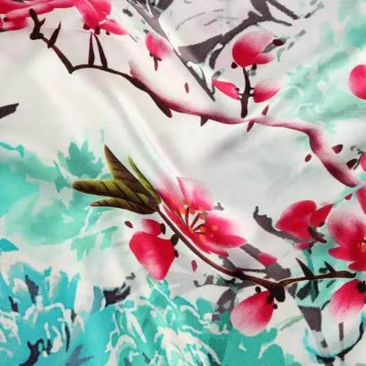 Silk Scarf Collections|Blossom Range|Spring Design|Green|Long Silk Scarf