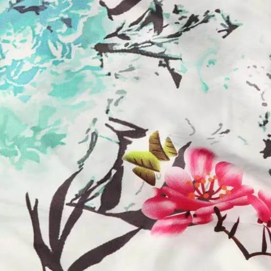 Silk Scarf Collections|Blossom Range|Spring Design|Green|Long Silk Scarf