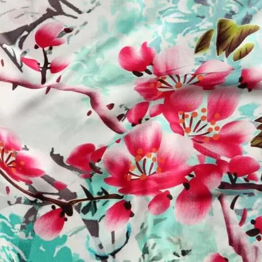 Silk Scarf Collections|Blossom Range|Spring Design|Green|Long Silk Scarf