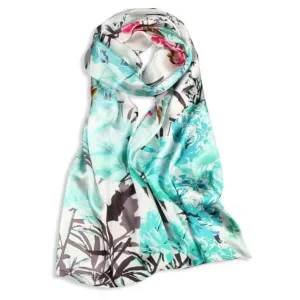 Silk Scarf Collections|Blossom Range|Spring Design|Green|Long Silk Scarf