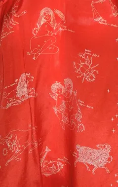 vintage Diane Von Furstenberg silk scarf red Zodiac print astrology